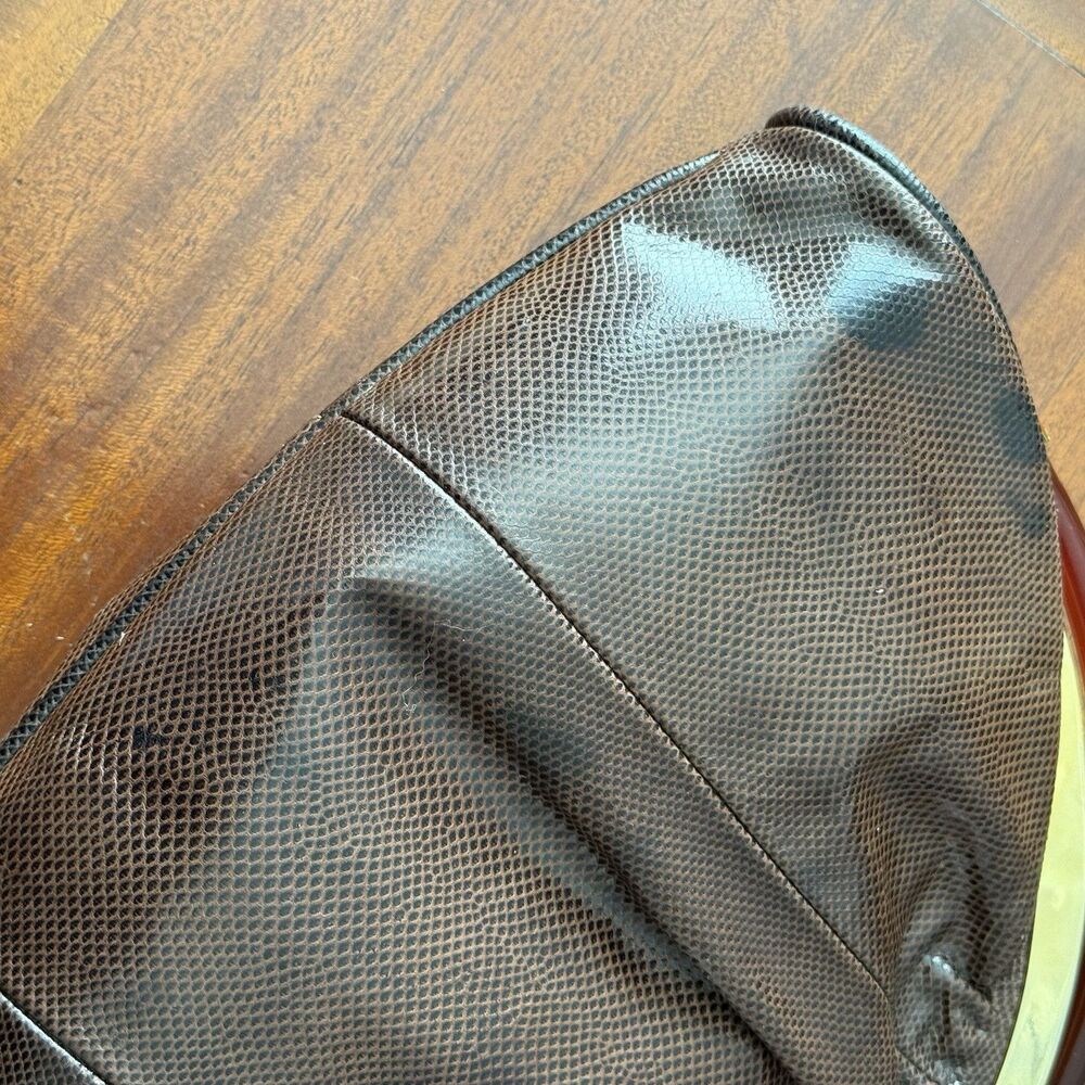 Vintage Fleur de Paris Snake Skin Clutch Shoulder Bag Made In Spain Brown Gold - Picture 9 of 9